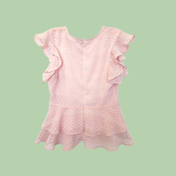 Banana Republic Pink Flutter Sleeve Ruffe Blouse - Picture 2 of 4